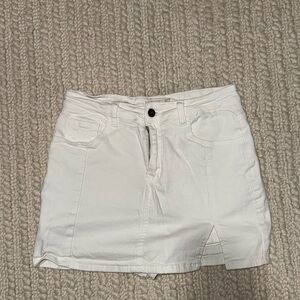 White Denim Mini Skirt